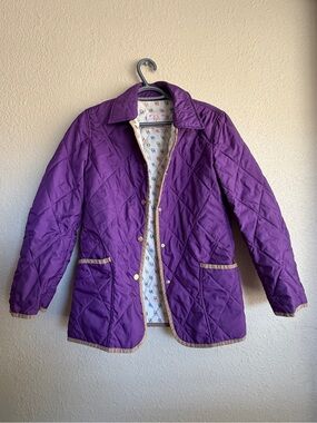Dooney & Bourke Vintage Purple Quilted Barn Jacket Coat DB Monogram Lining XS